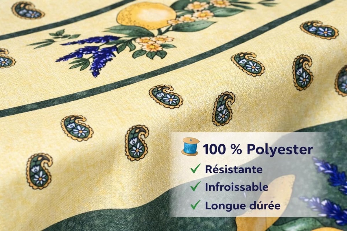 Rechthoekig Tafelkleed 150 x 240 cm Vuilafstotend Polyester met Citroenprint