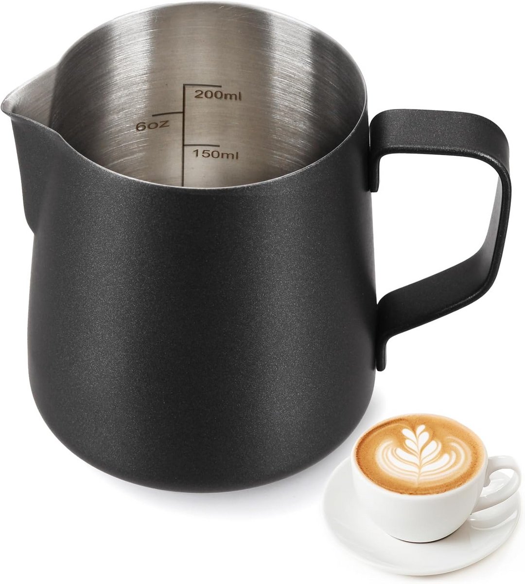 RVS Milkkan met Maatstreep 200 ml voor Koffiezetapparaat en Latte Art