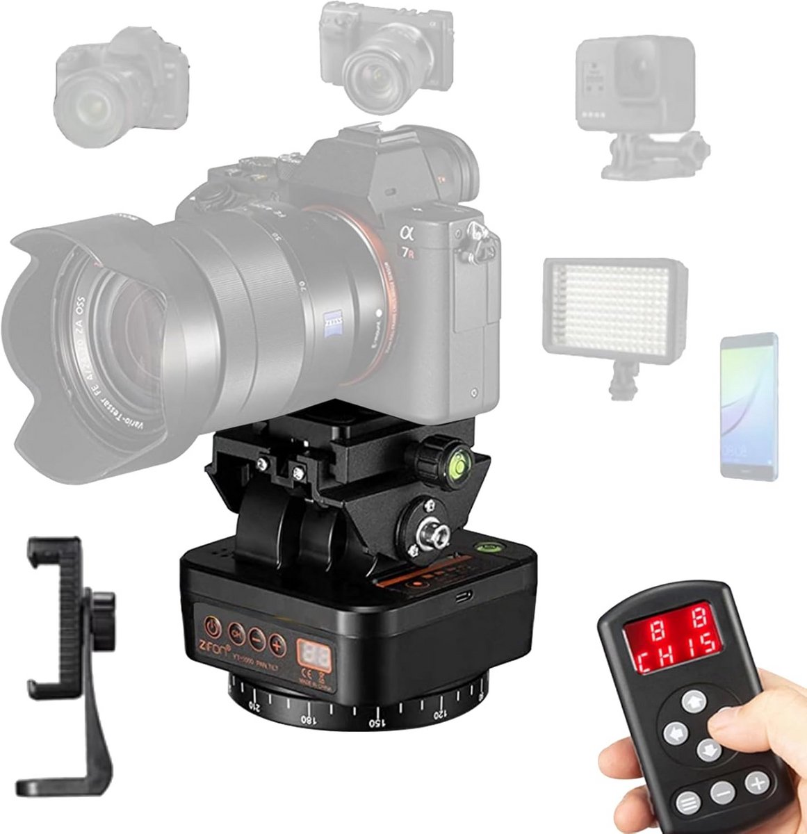 Draadloze Elektrische Gimbal met Afstandsbediening voor Camera Camera's 360 Graden Rotatie