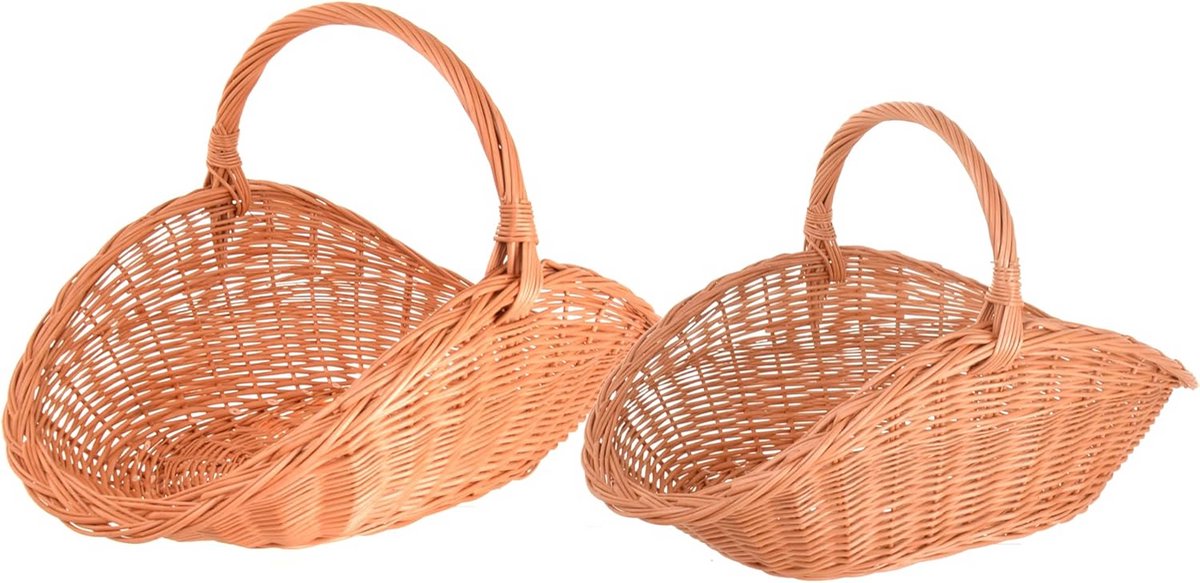 Handgemaakte Houten Brandhoutmand Set van 2 (XL en L) met Handvat
