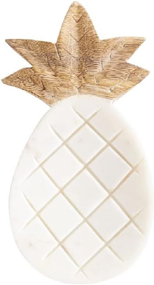 Witte Ananas Lepelhouder van Hout en Marmer voor in de Keuken