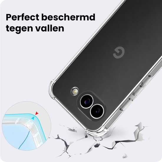 Transparante telefoonhoes beschermt tegen vallen met verstevigde hoeken.