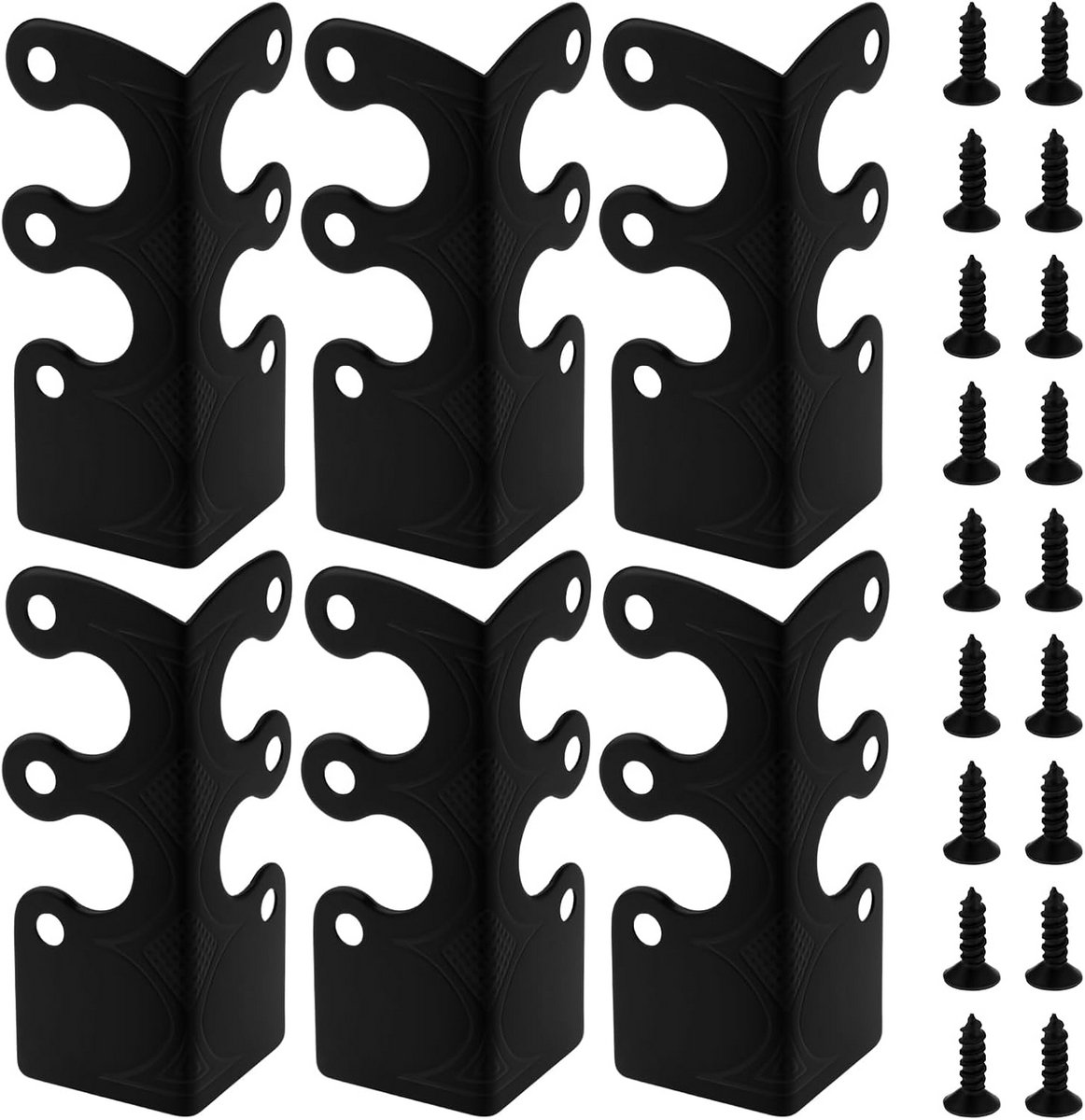 12x Zwarte Metalen Hoekbeugels voor Meubels en Decoratieve Dozen