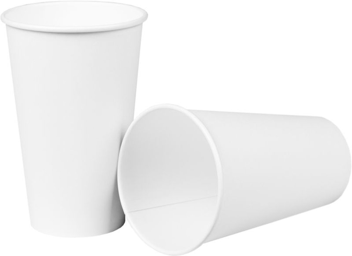 50 grote witte papieren bekers, 400 ml