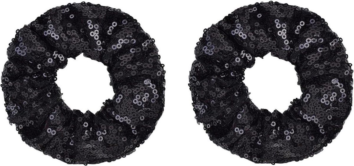 Set van 2 Pailletten Satijn Scrunchies voor Meisjes en Dames - Elastisch Haaraccessoire