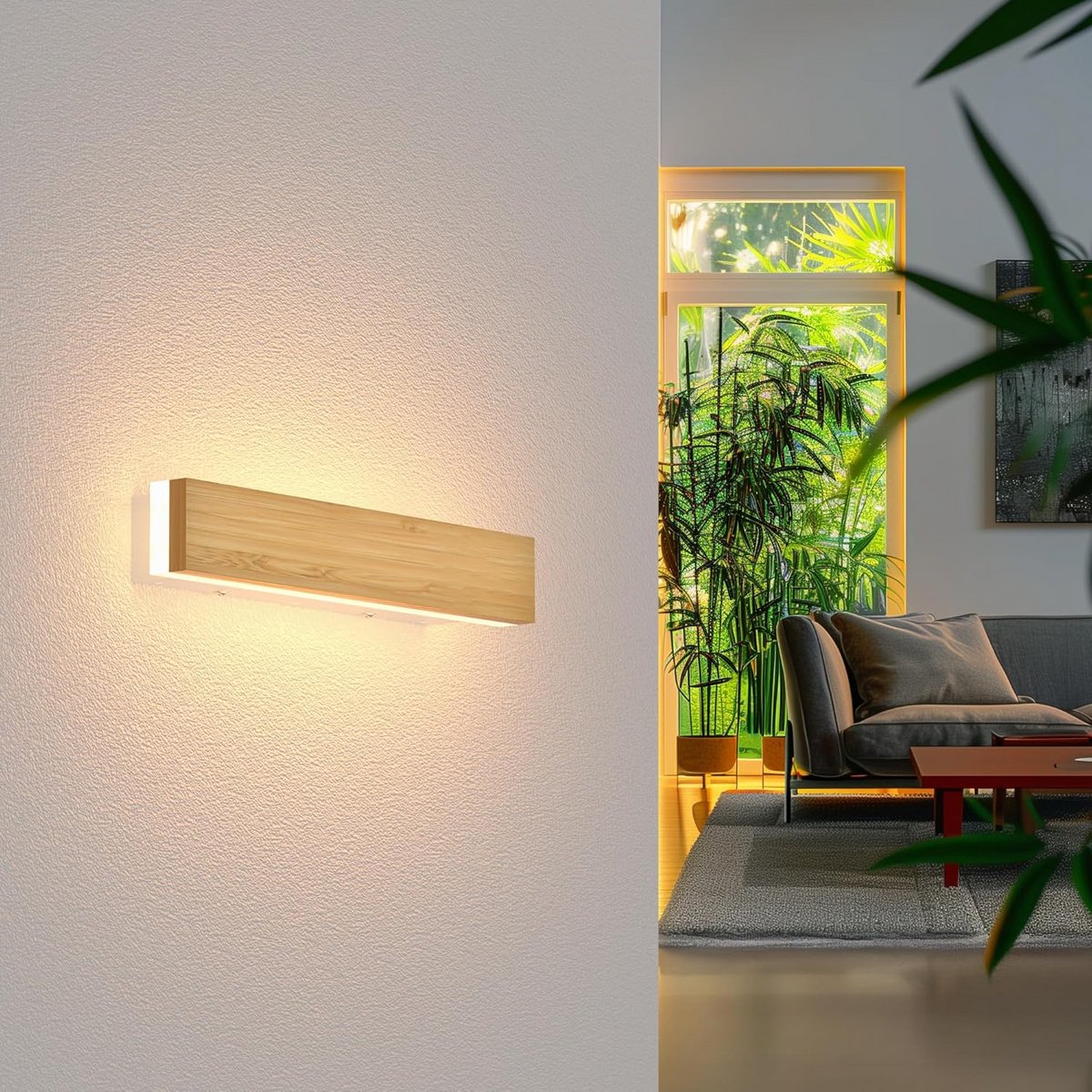 Moderne Houten LED Wandlamp Bamboe Look voor Binnenverlichting