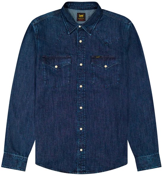Blauw denim spijkerjack met lange mouwen en twee borstzakken.