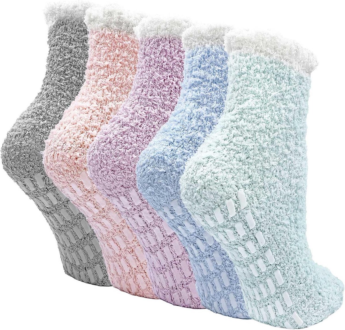 5 Paar Zachte Pluche Huissokken Dames - Warme, Fluffy Wintersokken Maat 35-41