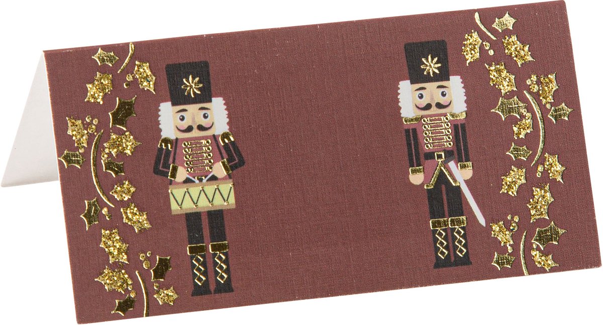 ARTYFETES - 8 feestelijke notenkraker plaatskaarten bordeaux en goud 8 x 4 cm