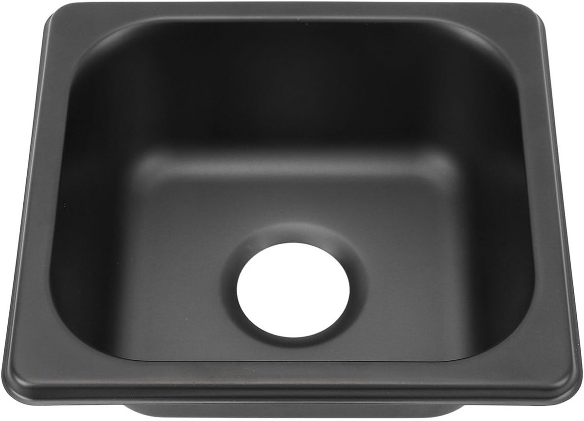 Zwarte Inbouw Spoelbak RVS voor Caravan, Camper en Boot - Compact Formaat