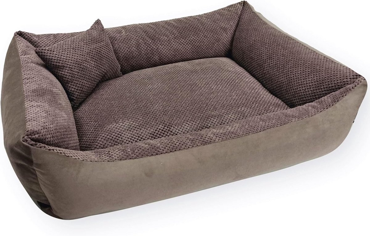 Luxe Pluche Hondenkussen met Afneembare & Wasbare Hoes - Comfortabel Hondbed voor Middelgrote Honden (Bruin)