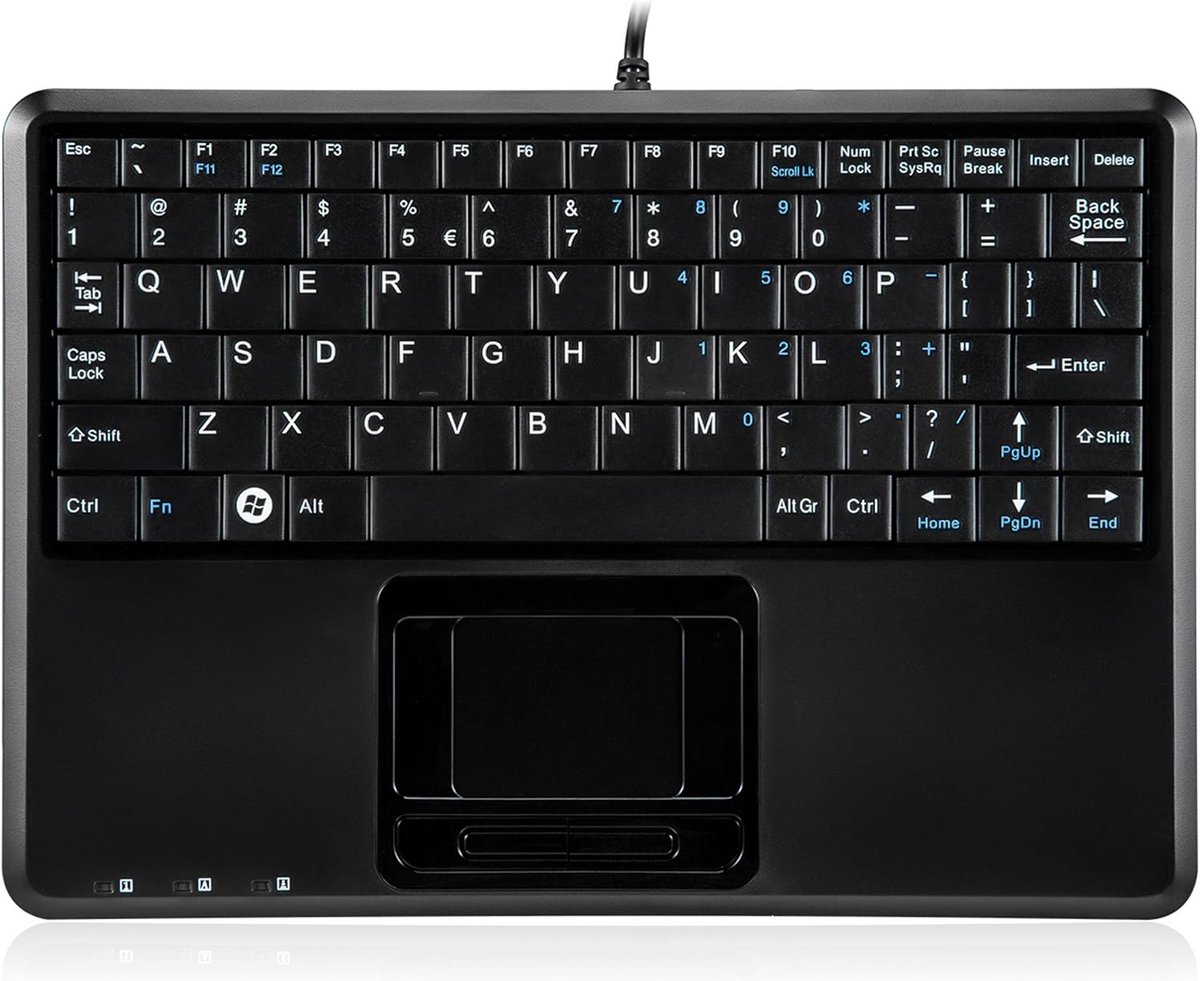 Mini USB Toetsenbord met Touchpad en USB Hub - Compact QWERTY Layout