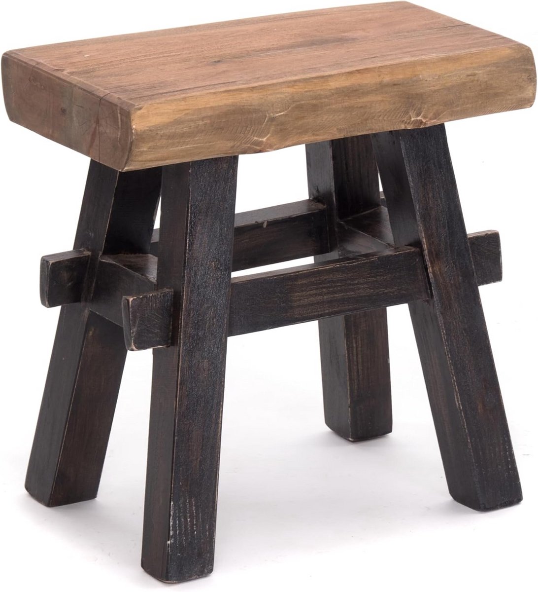 Rustieke Houten Kruk Vintage Vierkant Hout 43x45x27 cm