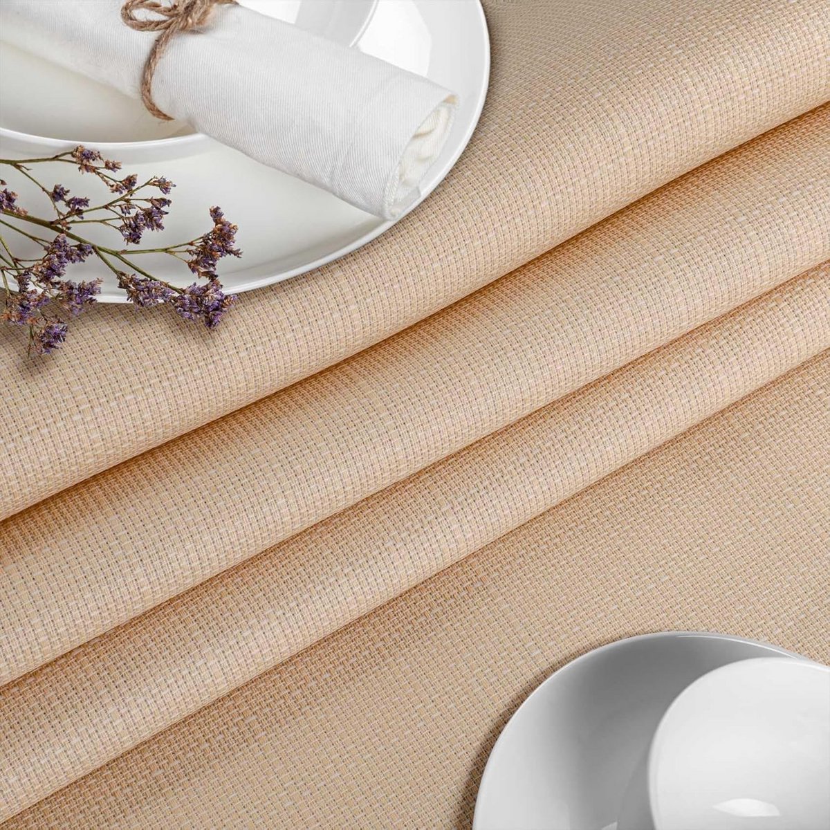 Waterafstotend Ovaal Tafellaken Katoen-Polyester Damast Weefsel Beige
