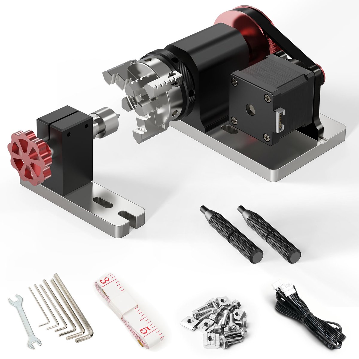 Twotrees Fourth Axis Rotary Module Kit - CNC Rotatiemodule Kit - voor Twotrees TTC450 & TTC450 Pro Lasergraveermachine - Y-as Rotatieroller - met 360° Draaiing - voor het Lasergraveren van Cilindrische Voorwerpen en Blikjes