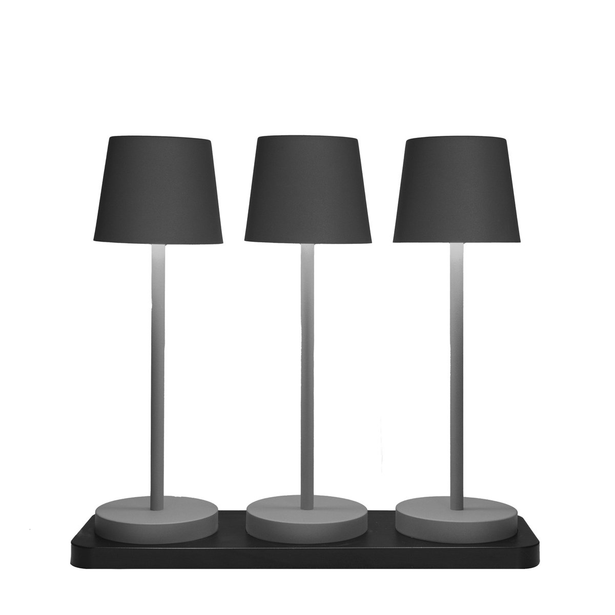 Oplaadbare tafellamp met laadstation | 27,5x9 cm | Zwart | Set van 3 | Anna's Collection