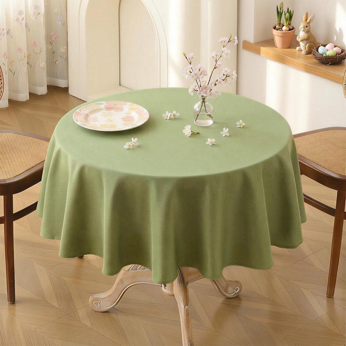 Rond Tafelkleed in Linnenlook 120 cm Koffiebruin - Vocht- en Vlekbestendig
