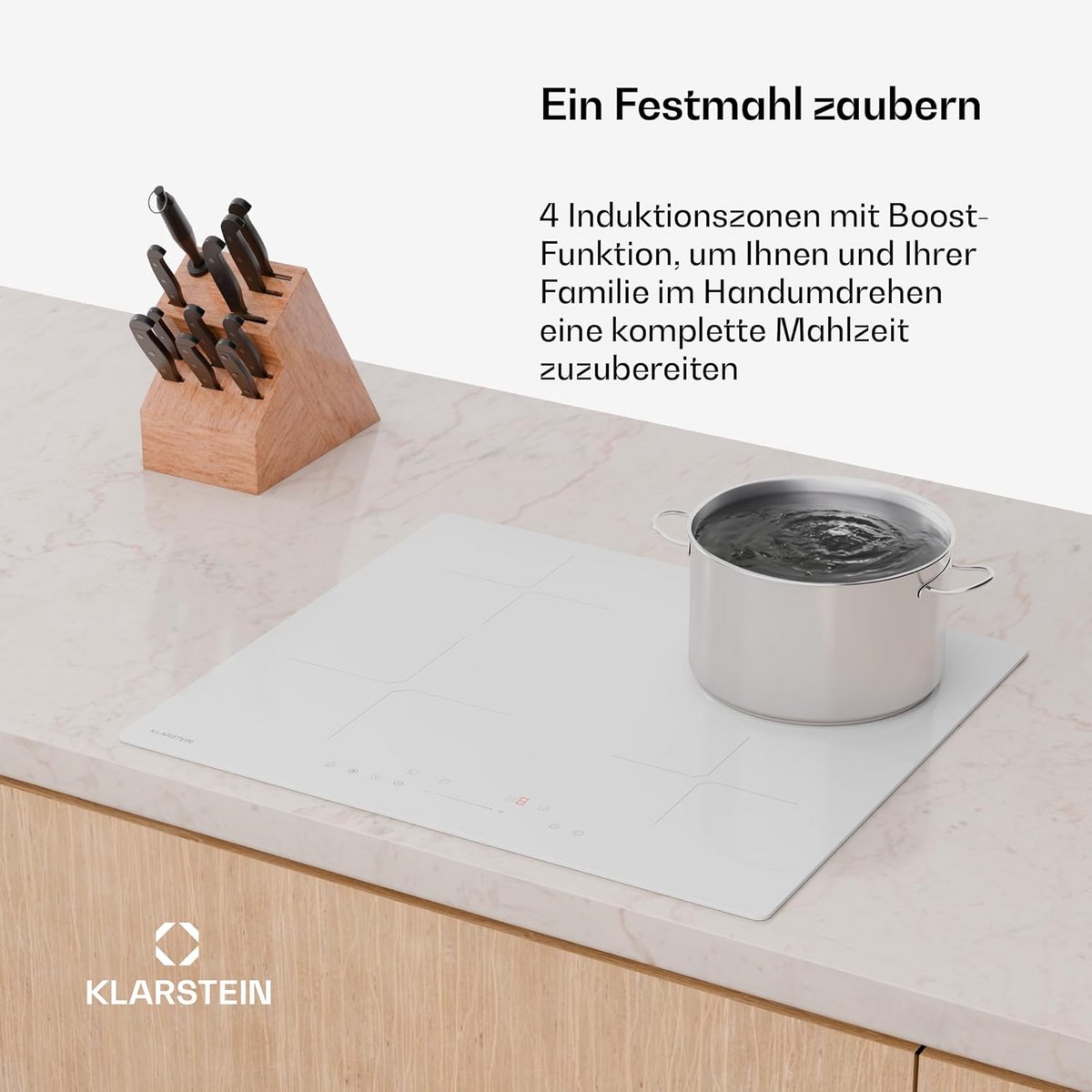 Inductie Kookplaat 4 Zones 7800W Vermogen Boost SenseControl Timer Zwart