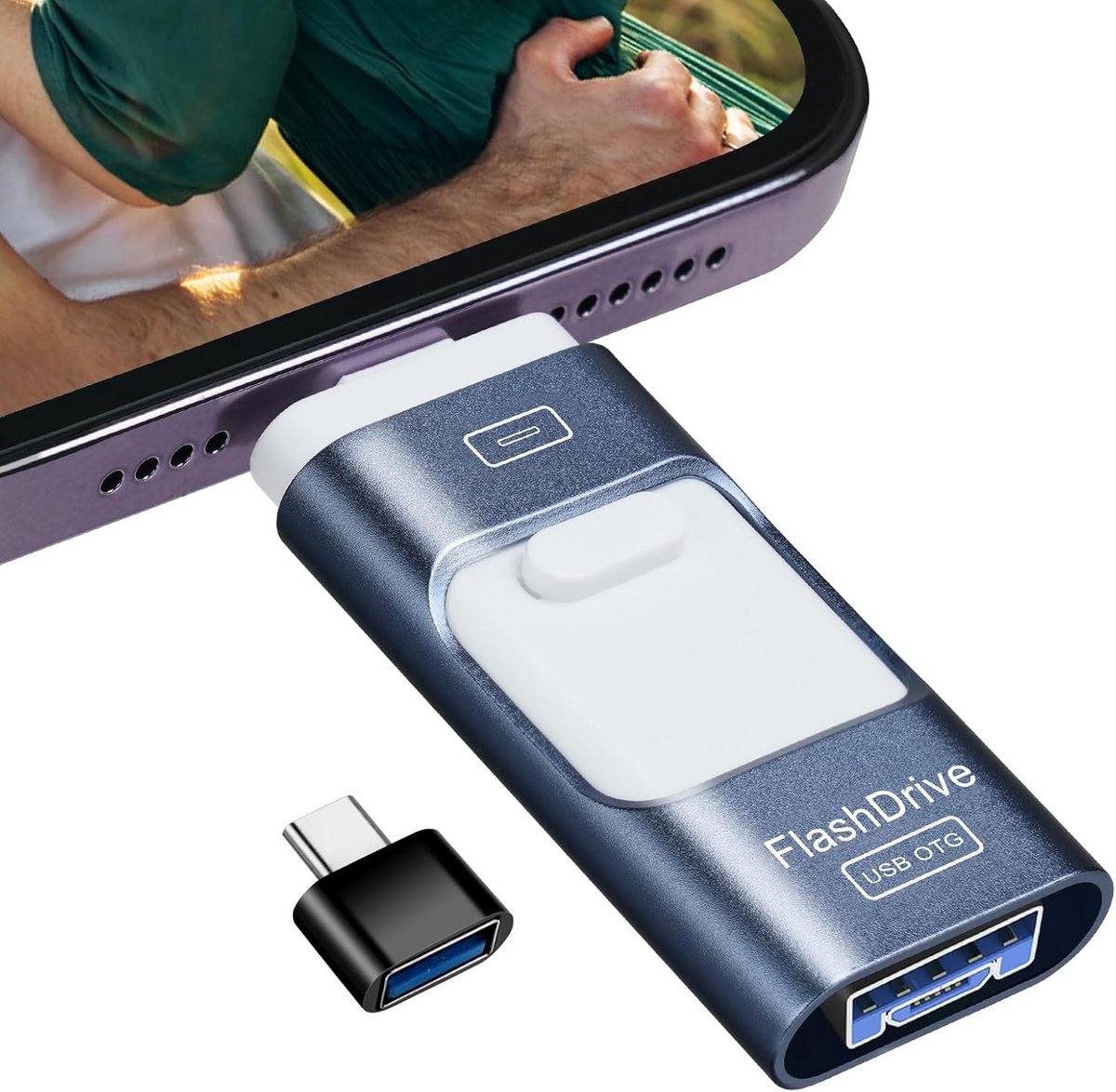 AXFEE 4-in-1 Memory Stick 3.0/Micro USB/Type-C, 256GB Storage & Backup for TV, Car, Phone, Laptop, Chromebook