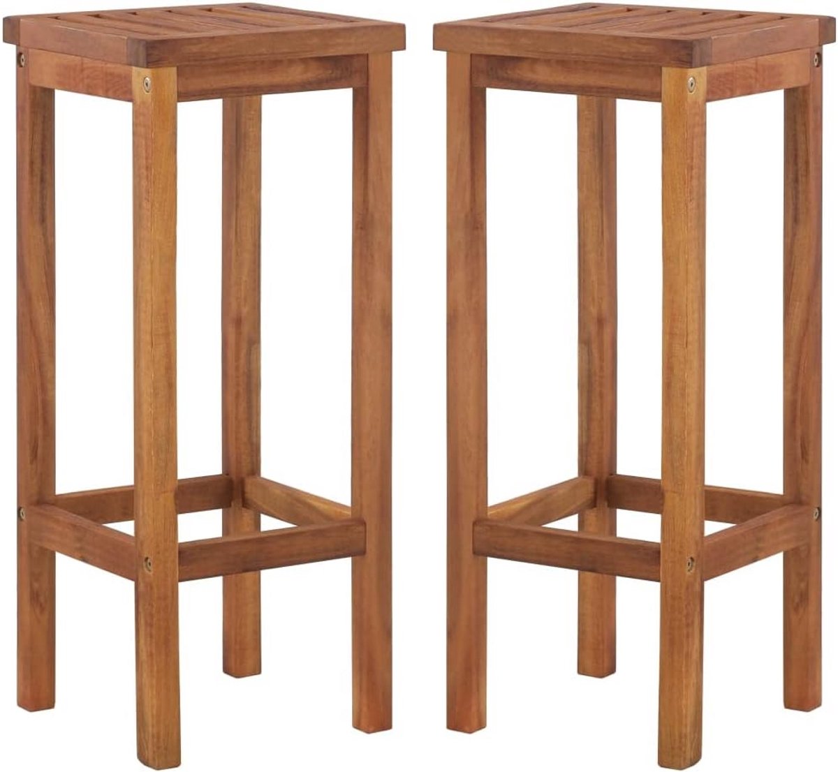 Set van 2 Massief Houten Barkrukken voor Binnen en Buiten