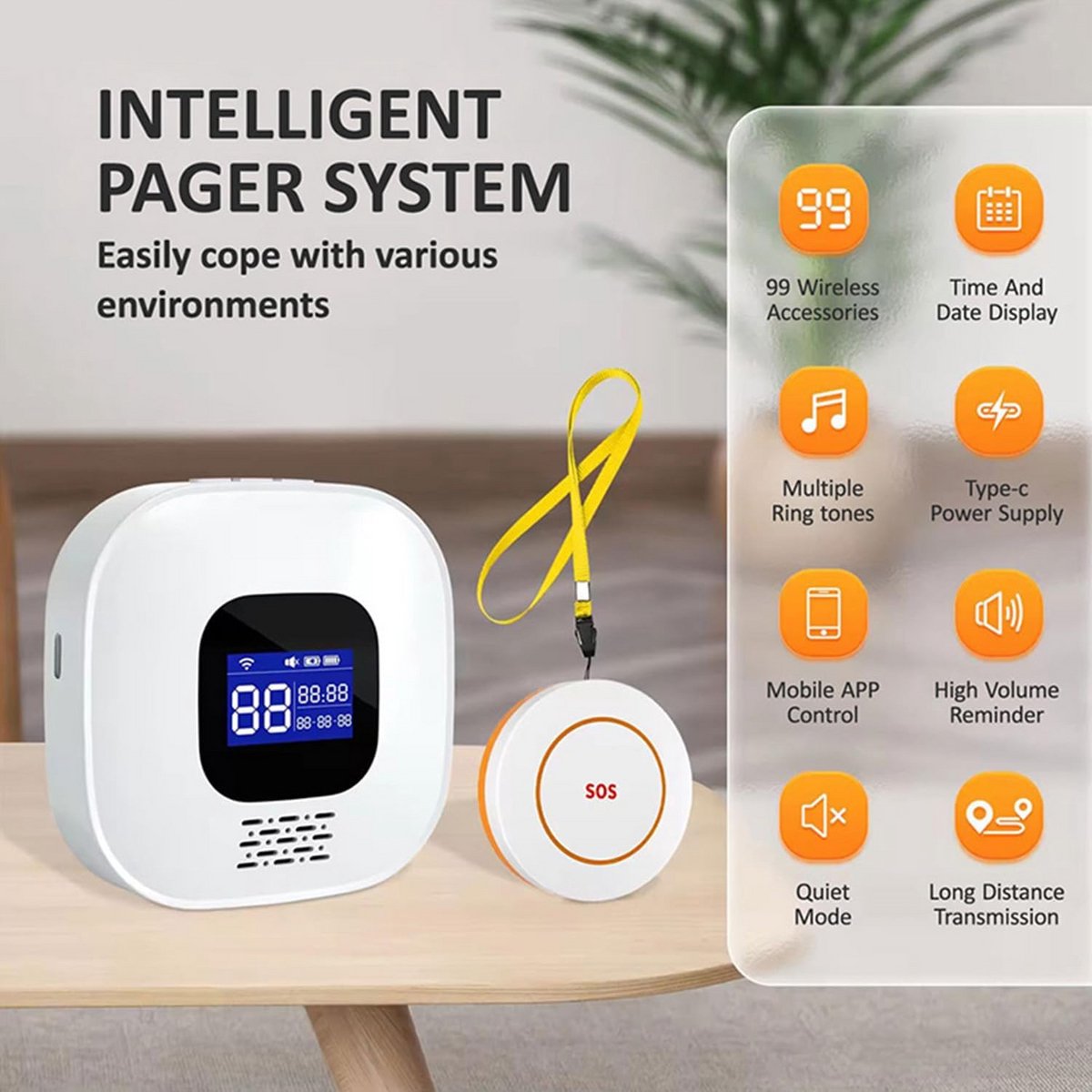 Draadloze WiFi Noodknop SOS Alarm voor Ouderen en Hulpbehoevenden