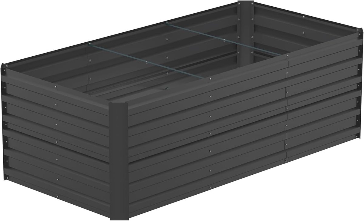 180x90x58cm Zwart Metalen Bloempot voor Verhoogde Bloembedden, 975L Verzinkt Staal, Rechthoekig Plantenbed om Zelf te Bouwen, Outdoor Plantenbak voor Groenten/Bloemen/Fruit/Kruiden, NAIZY