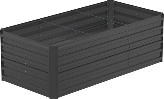 180x90x58cm Zwart Metalen Bloempot voor Verhoogde Bloembedden, 975L Verzinkt Staal, Rechthoekig Plantenbed om Zelf te Bouwen, Outdoor Plantenbak voor Groenten/Bloemen/Fruit/Kruiden, NAIZY