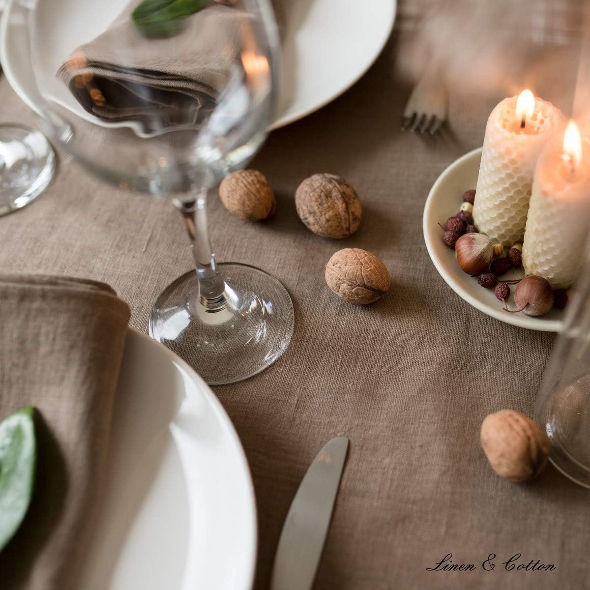 Tafelloper Linnen 100% Beige Rechthoekig Wasbaar voor Eettafel en Keuken