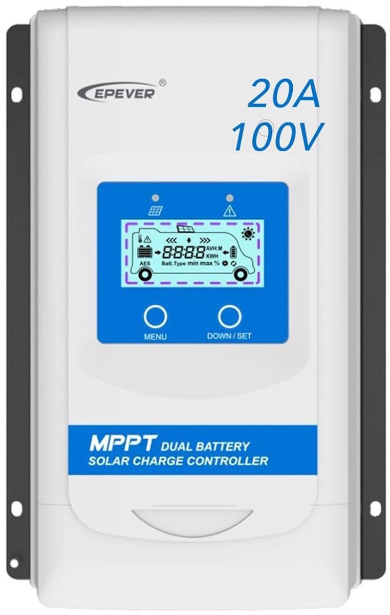 MPPT Dual Battery Laadregelaar 20A voor Zonnepanelen 12V/24V Automatisch