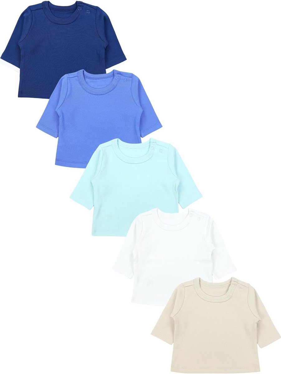 Set van 5 Babyshirt Lange Mouwen Katoen - Comfortabele Basis Kleding