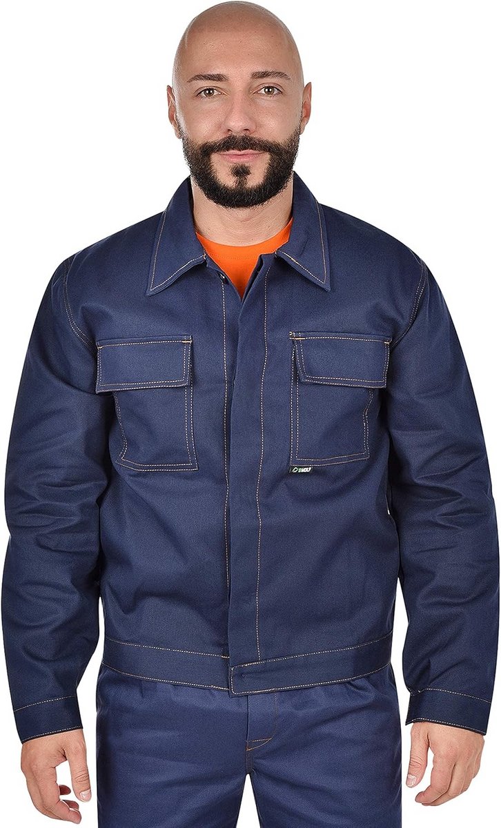 Heren Werkjas Katoen Kort Model Hydron Blauw Ademend Duurzaam