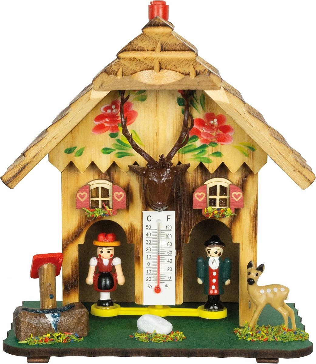 Houten Weerhuis met Vrouwtje en Mannetje voor Binnen