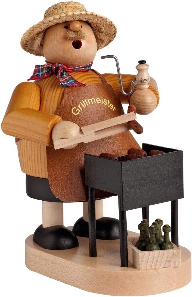 Rookfiguur Grillmeester Hout Handgemaakt Decoratie Ertsgebergte