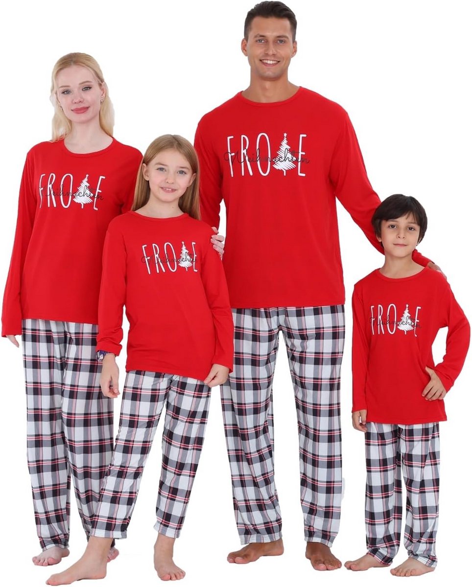 Familie Kerstpyjama Set Tweedelig Lange Mouwen Nachtkleding