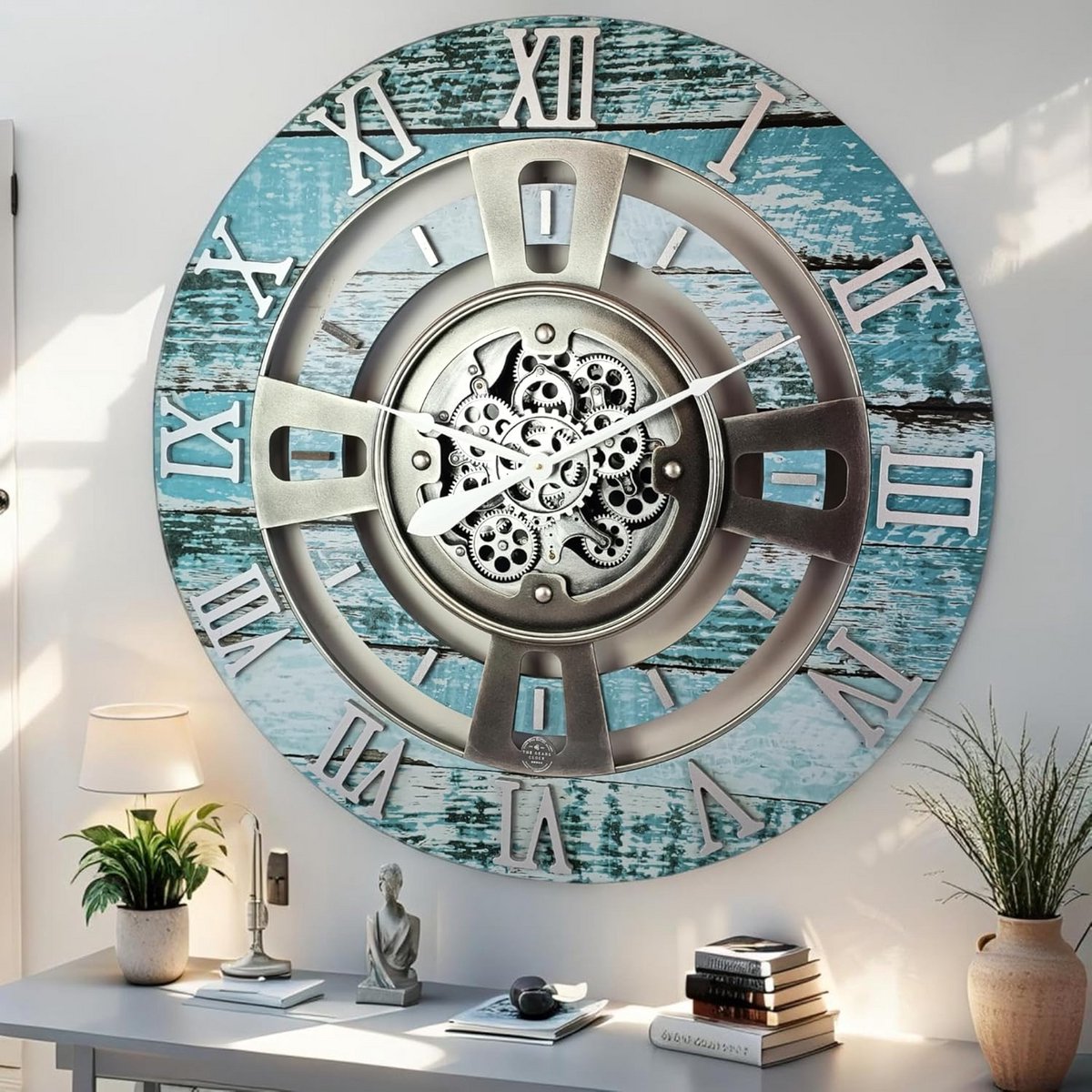 Wandklok met Werkende Tandwielen Industrieel Vintage Design 60 cm