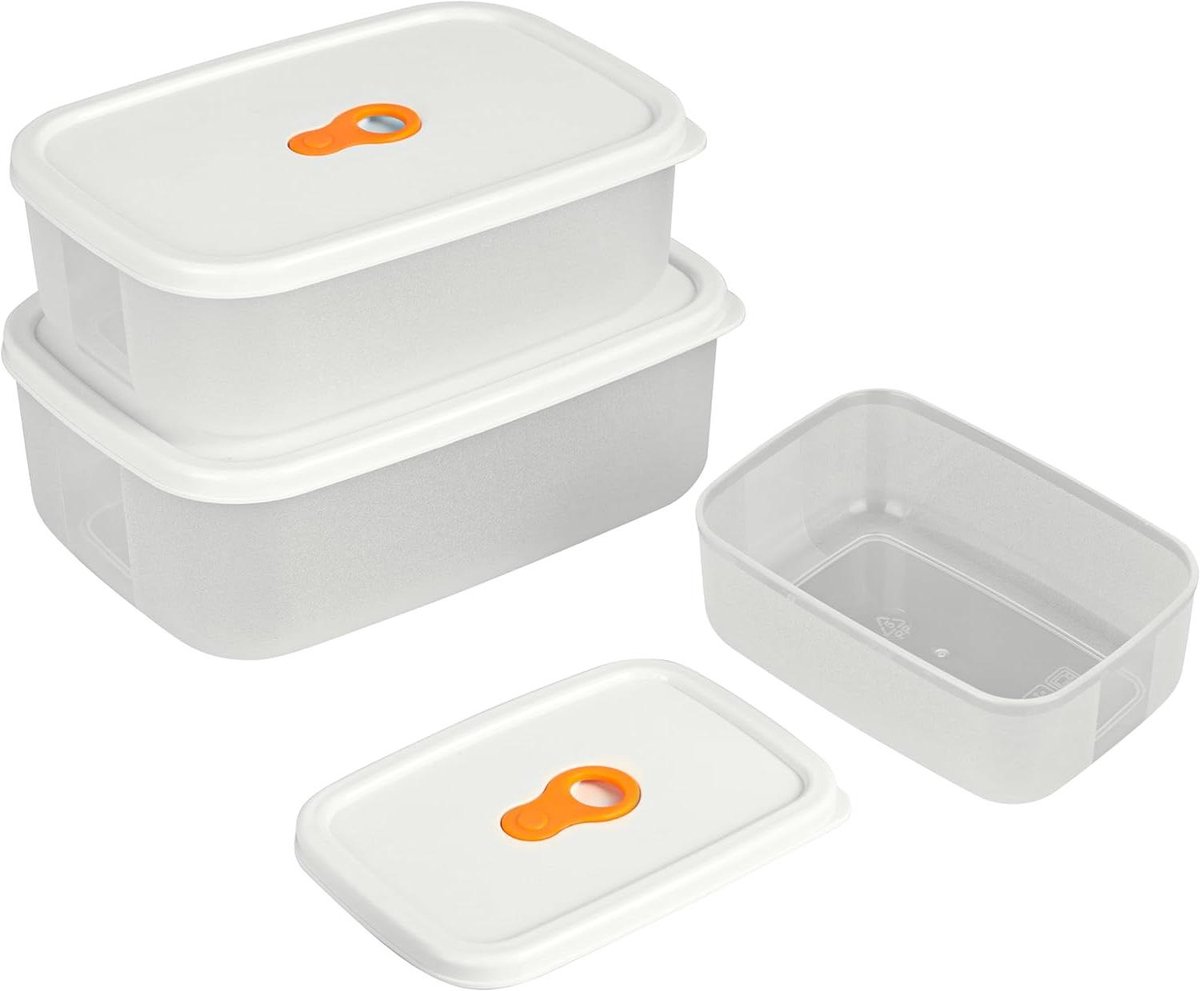 Allecto - Voedselcontainer set van 3 - Herbruikbare bakjes - Luchtdichte deksels - Bewaar- of diepvriesbakjes - Geschikt voor magnetron