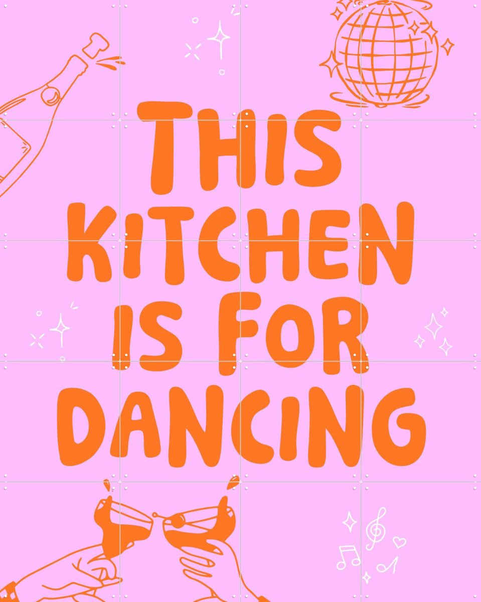 IXXI This kitchen is for dancing - pink/orange, Ohkimiko & Various - 80 x 100 cm - Gratis ophangtool - Grote wanddecoratie en posters - Grafisch