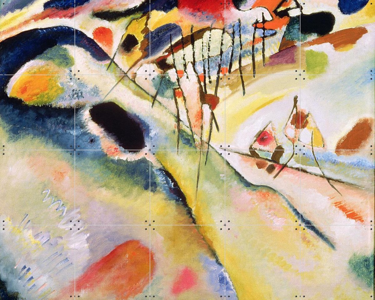 IXXI Landscape, Kandinsky & Bridgeman Images - 100 x 80 cm - Gratis ophangtool - Grote wanddecoratie en posters - Abstract, Olieverf, Kleurrijk