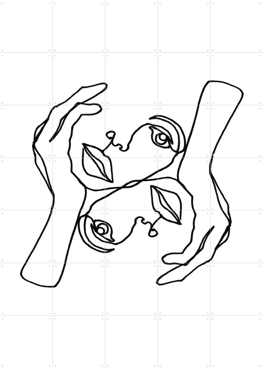 IXXI Julie, Julia Hariri - 100 x 140 cm - Gratis ophangtool - Grote wanddecoratie en posters - Illustraties, Abstract, Line art, Minimalisme