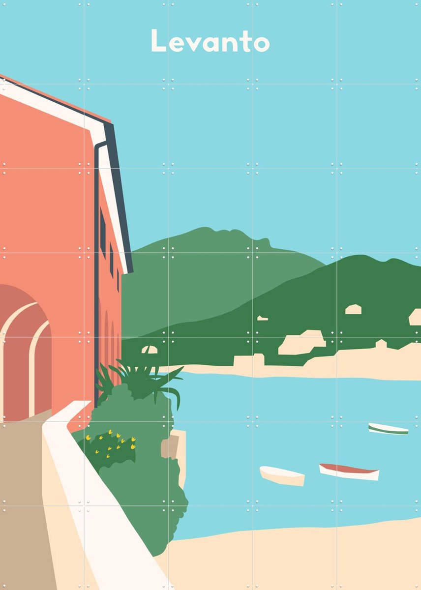 IXXI Levanto, Florent Bodart - 100 x 140 cm - Gratis ophangtool - Grote wanddecoratie en posters - Geometrische Kunst, Digitale Kunst, Kleurrijk