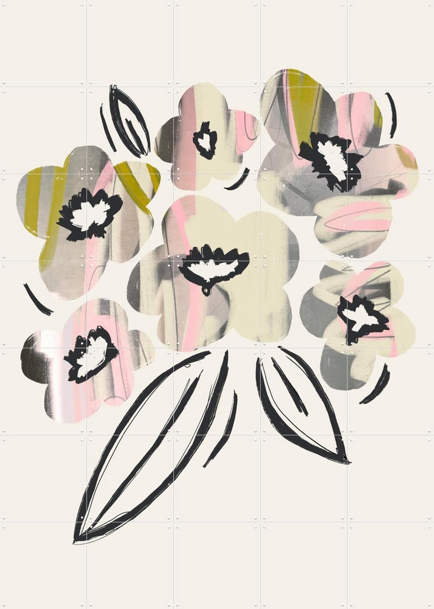 IXXI Flower Bouquet, Bohomadic Studio - 100 x 140 cm - Gratis ophangtool - Grote wanddecoratie en posters - Illustraties, Gemengde Technieken, Speels