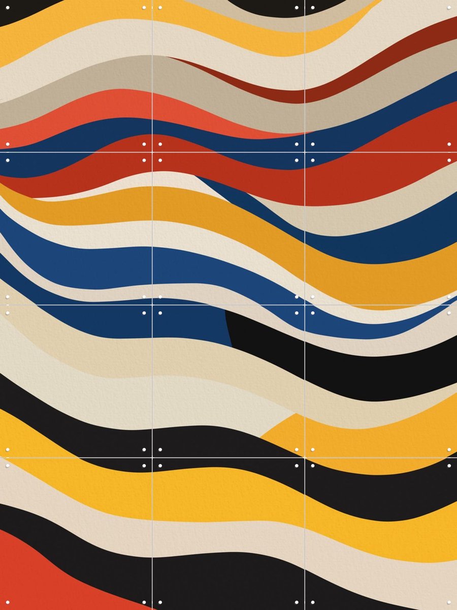 IXXI Bauhaus - Wavy stripes, Little Dean & Various - 60 x 80 cm - Gratis ophangtool - Grote wanddecoratie en posters - Strepen, Bauhaus, Grafisch