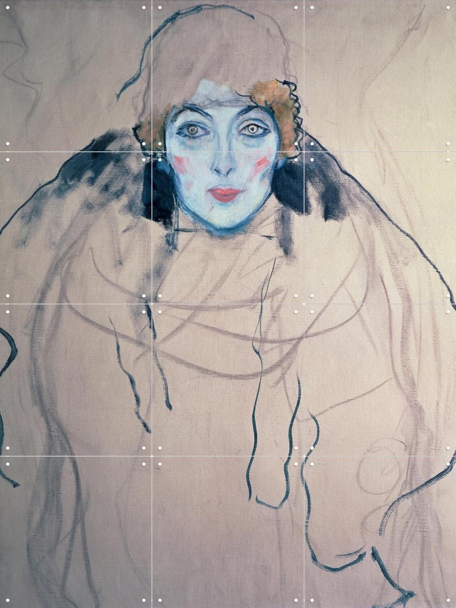 IXXI Head of a Woman 1917, Gustav Klimt & Bridgeman Images - 60 x 80 cm - Gratis ophangtool - Grote wanddecoratie en posters - Klassiek, Line art