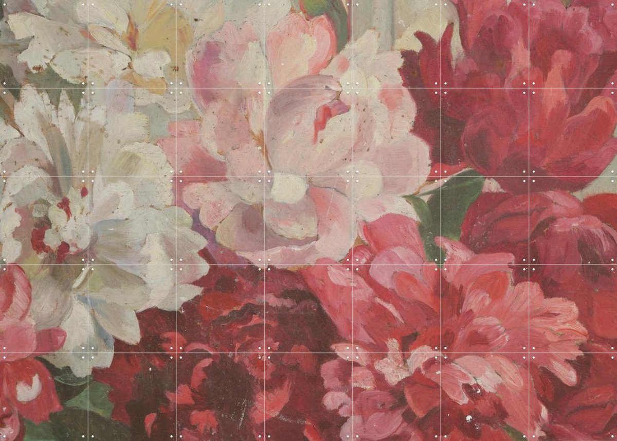 IXXI Tableau Fleurs Genevieve, Aster Edition - 140 x 100 cm - Gratis ophangtool - Grote wanddecoratie en posters - Kleurrijk, Botanisch, Bloemen