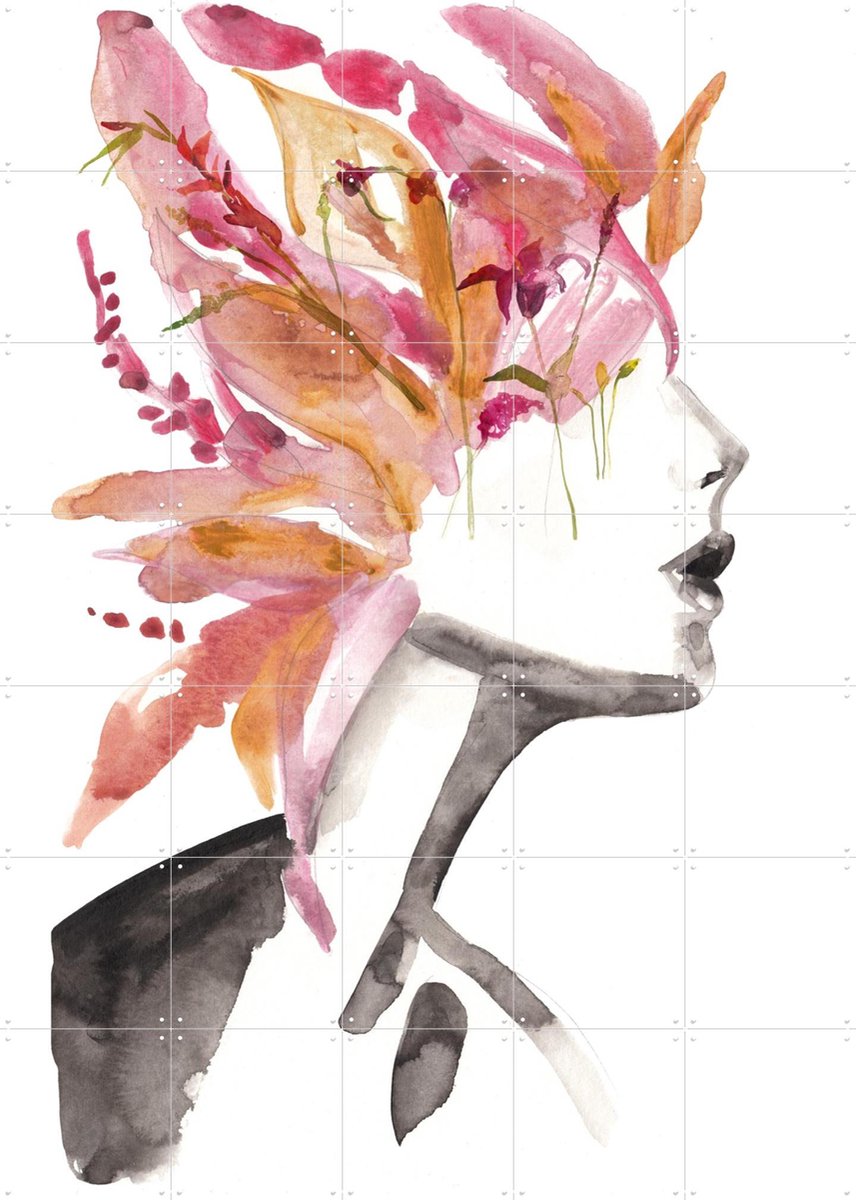 IXXI Rosa and all Colours of the Rainbow, Victoria Verbaan - 100 x 140 cm - Gratis ophangtool - Grote wanddecoratie en posters - Abstract, Aquarel