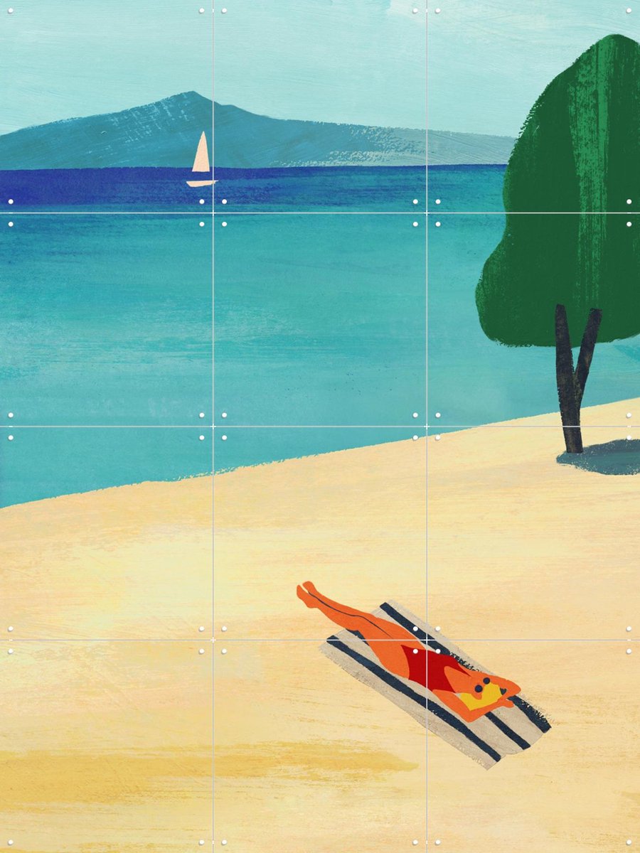 IXXI Summer at the Lake, Henry Rivers - 60 x 80 cm - Gratis ophangtool - Grote wanddecoratie en posters - Speels, Abstract, Kleurrijk, Illustraties