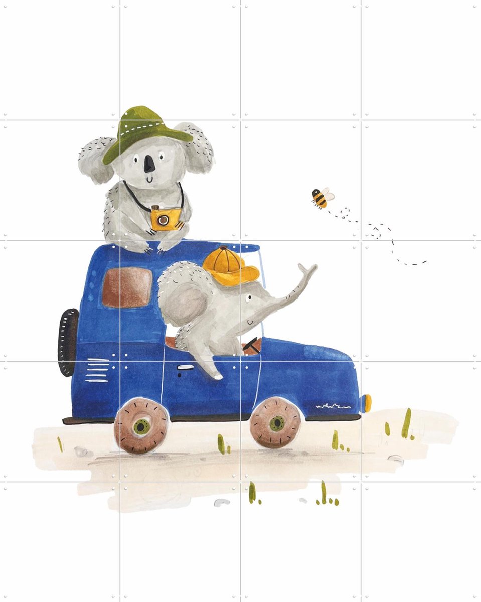 IXXI Hoi Safari, Adams Arts - 80 x 100 cm - Gratis ophangtool - Grote wanddecoratie en posters - Illustraties, Aquarel, Fantasierijk, Speels