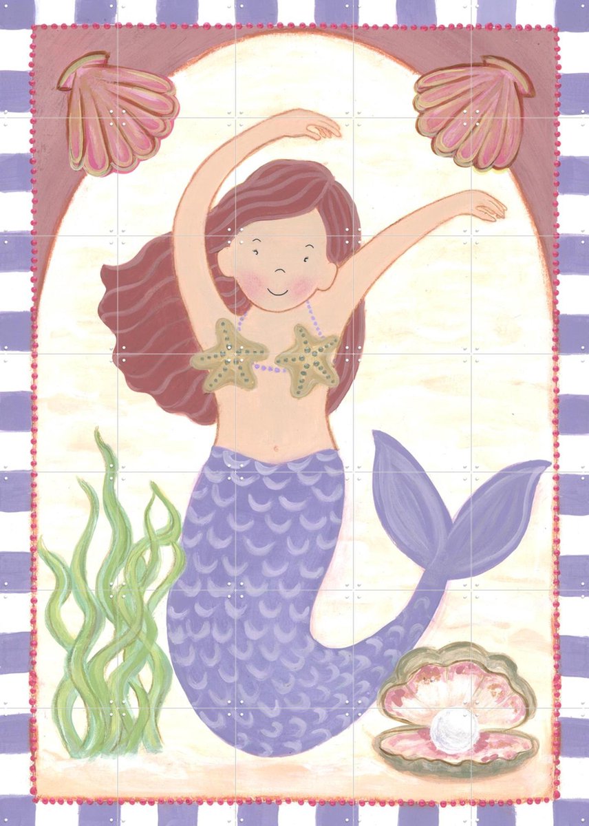 IXXI Zeemeermin, Desirée van Hattem - 100 x 140 cm - Gratis ophangtool - Grote wanddecoratie en posters - Cartoonesk, Illustraties, Speels, Aquarel