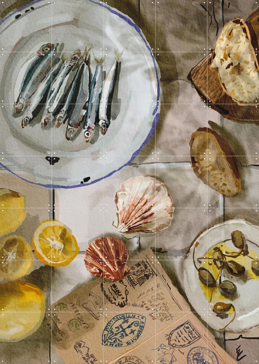 IXXI El Camino lunch, Ekaterina Zagorska - 100 x 140 cm - Gratis ophangtool - Grote wanddecoratie en posters Eten & Drinken