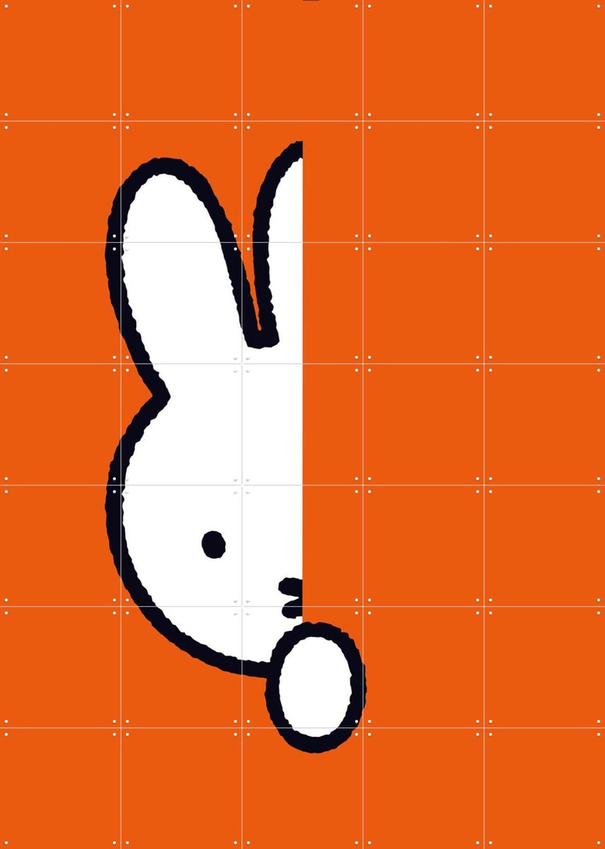 IXXI Nijntje Verstoppertje Oranje, Dick Bruna & Nijntje - 100 x 140 cm - Gratis ophangtool - Grote wanddecoratie en posters Babykamer, Kinderkamer